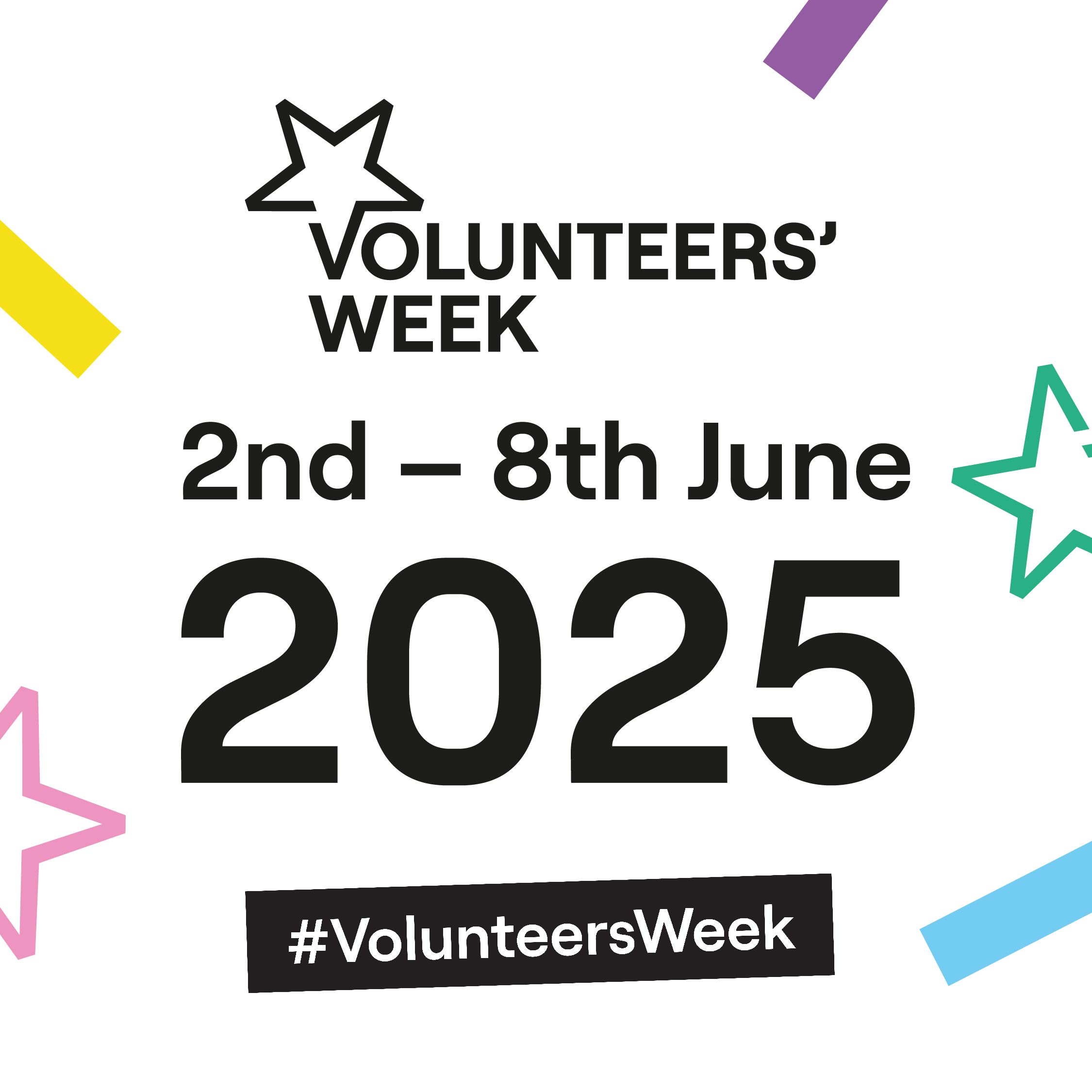 Words 'Volunteers' Week 2025. 2nd to 8th June 2025.'
